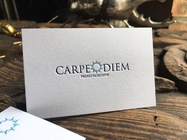 Square Shaped Custom High End Business Cards Premium Letterpress With Color Edge