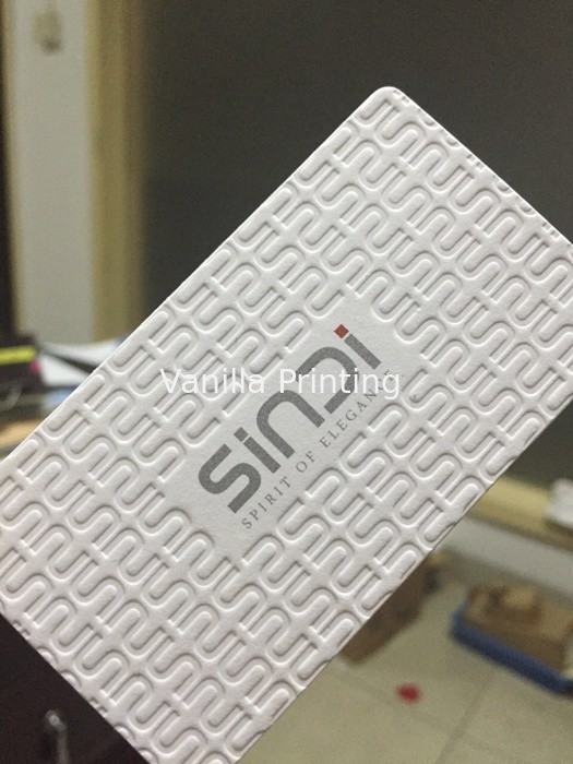 White Cotton Paper Debossed Business Cards Square Rounded Edges 620gsm