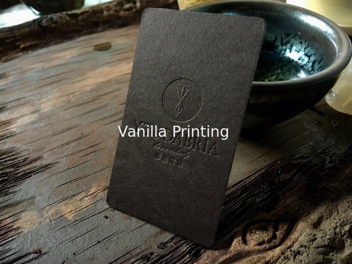 Colorful Blind Embossed Business Cards 500gsm Black Card Paper Type 90*54mm