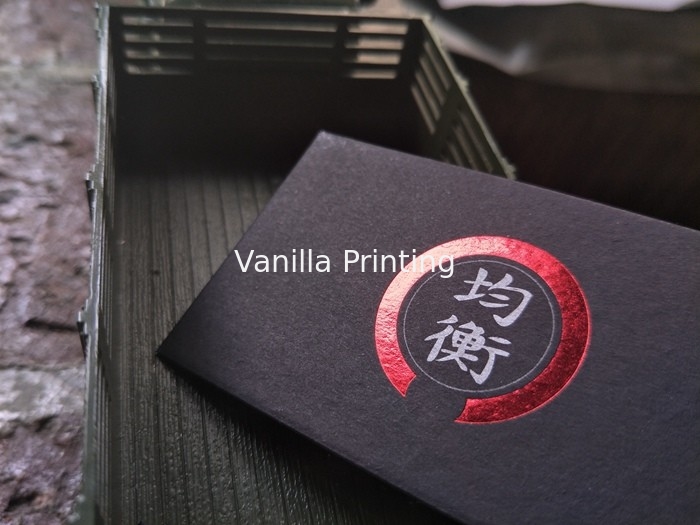 Customized Red Foil Stamped Business Cards With SIlver Metallic Printing Ink