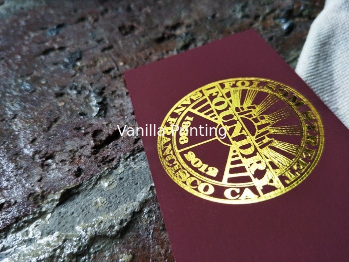 Shining Gold Foil Stamped Business Card On High Quality Red Velvet Touch Paper