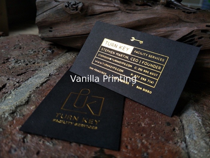 Yellow And  Black Foil Stamped Business Cards 90*54mm Glossy Surface