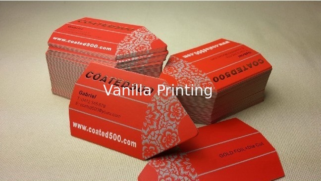 Fashion Design Silk Laminated Business Cards With Die Cutting SGS Approved