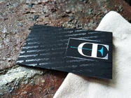High Quality Foil Stamped Business Card On Black Velvet Paper Blue Foil Edge Card