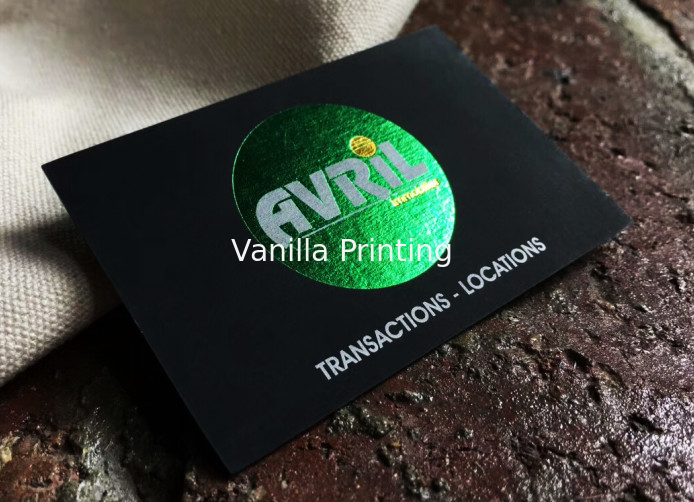 Hot Stamping Green Foil Business Card On Velvet Paper