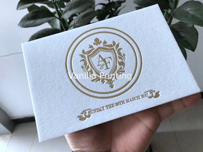 Classic Ivory Foil Stamped Wedding Invitations Cards With Pure Cotton Paper Type