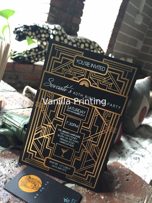 Black And Gold Custom Wedding Invitations , Beautiful Birthday Invitation Card