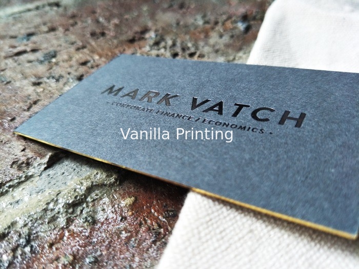 Customized Gold Foil Edge Business Cards With Black Foil Stamped Logo