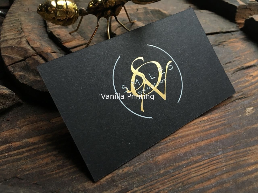 Gold Foil Square Business Cards Black And White Name Card Offset Printing