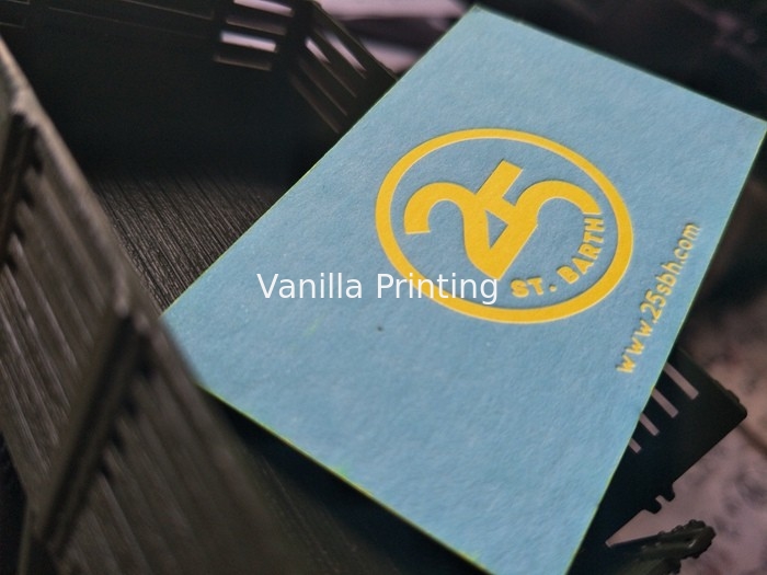 Painted Edge Custom Letterpress Business Cards Printed On Pure Rough Cotton Paper
