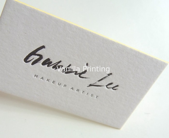 Painted Edge Letterpress Cotton Paper Business Cards 0.7mm Thickness