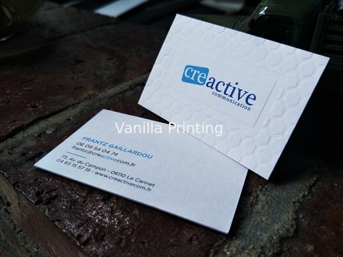 Thick Cotton Paper Embossed Business Cards , Unique Business Cards 90*54mm