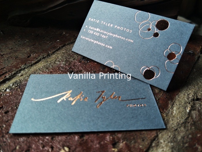 Rose Gold Foil Stamped Business Card  Delicate Copper Foil Hot Stamped Name Card