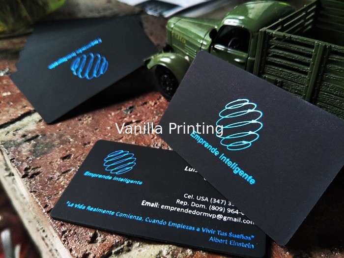 Blue And SIlver Foil Stamped Business Cards Touch Paper Name Card For Club