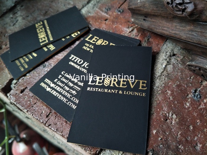 Fine Black And Gold Foil Business Cards , 700gsm Black Velvet Paper Type