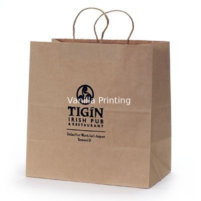 Foldable Personalized Kraft Paper Bags Logo Printed For Advertisement Promotion
